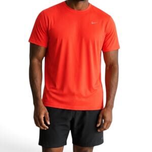 Nike Running Dri-Fit Men's Orange Exposed Seams Logo Crew Neck T-Shirt Size 3X